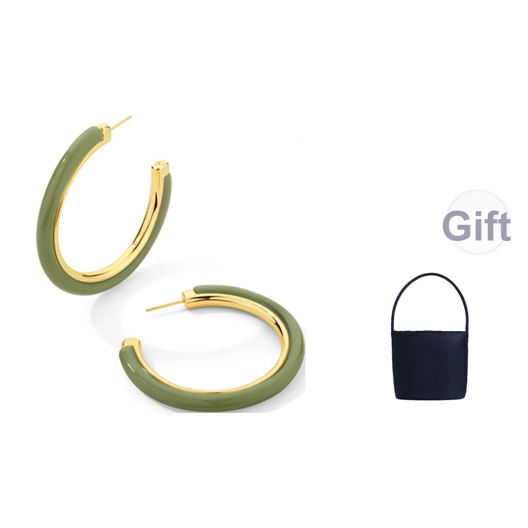 Agatha Серьги из меди и сплава женские цвет матча зеленый