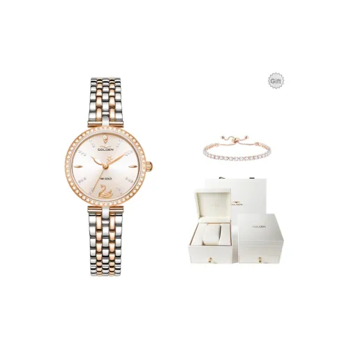 GOLGEN Little Swan Collection Кварцевый механизм ремешок из нержавеющей стали женские часы розовый циферблат