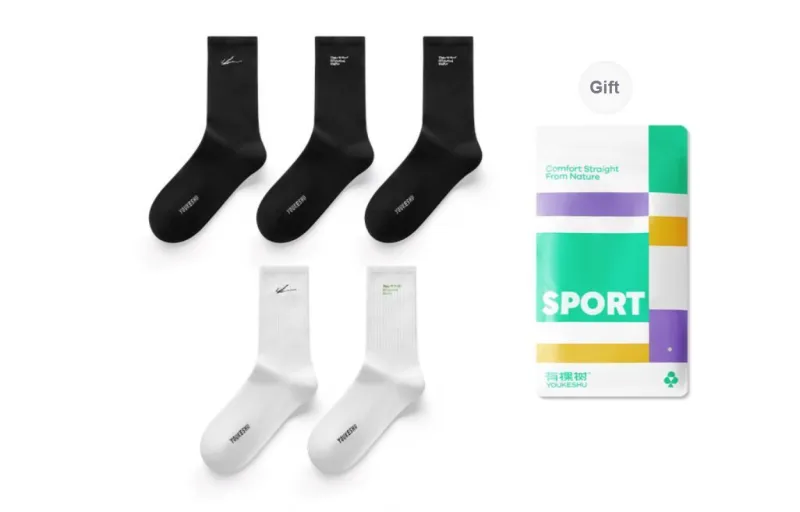 YOUKESHU Mid Calf Socks Unisex Shopping Bag Combo Set-24