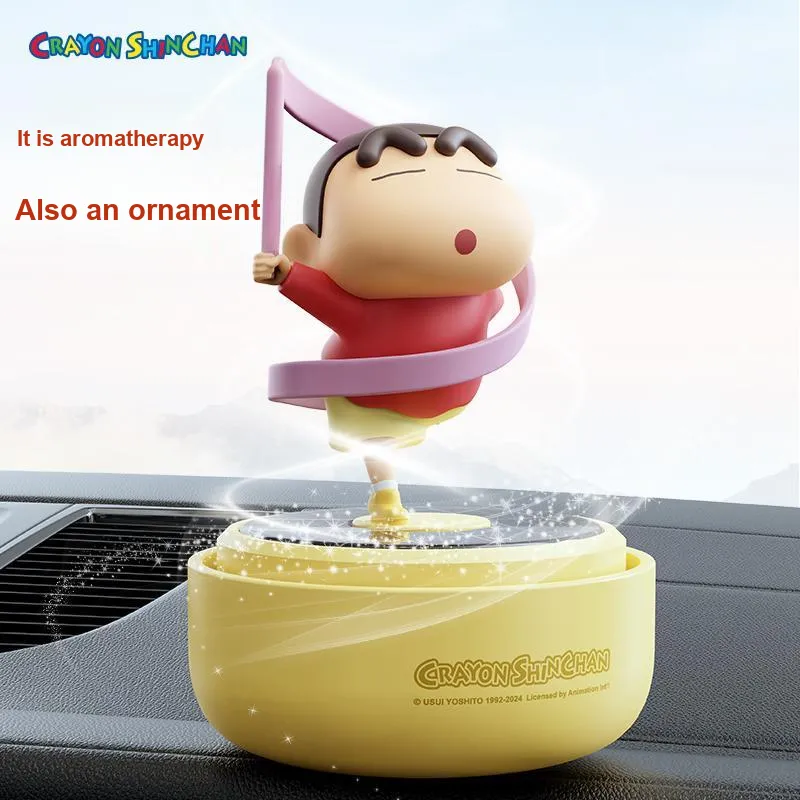 ROCK Crayon Shin Chan Solar Self Rotating Cute Plush Self Rotating Bedroom Desktop Chibi Figures-27
