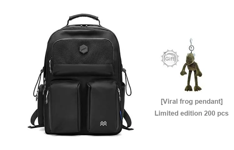 Land Gulls Nylon Fabric Backpack Laptop Bag Tubas Unisex Navy Blue/Black-8