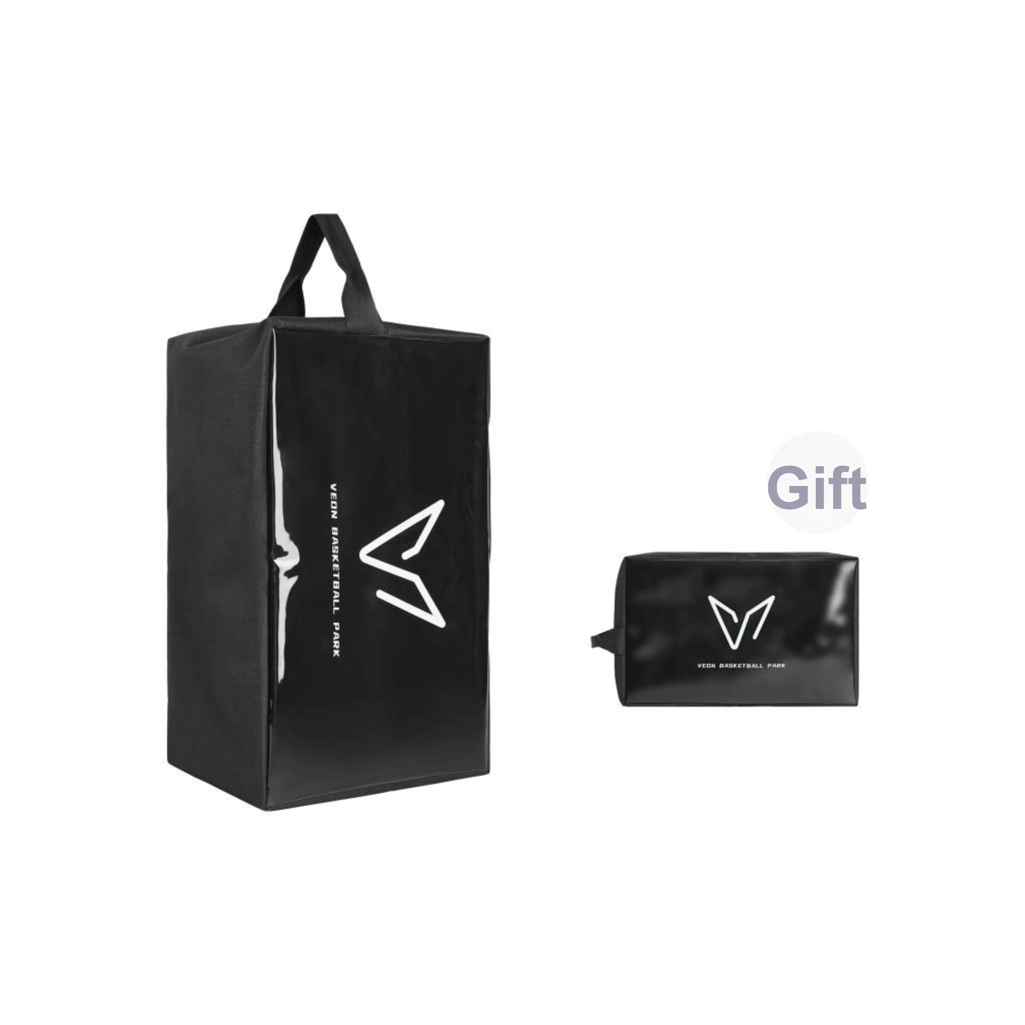 VEIDOORN Fabric/PVC Shoe Bag 34x22x15CM Unisex Black