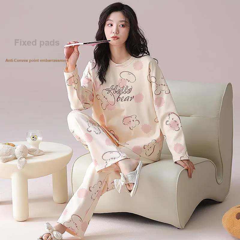XIAFENYAN Pajama Set Women's Apricot-5