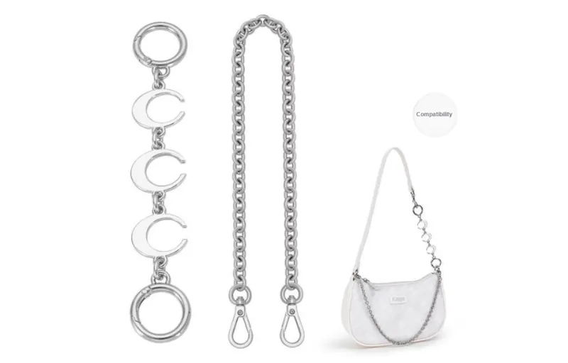 Lan Bao Fan Alloy Metal Bag Accessory Bag Strap Unisex Silver-10