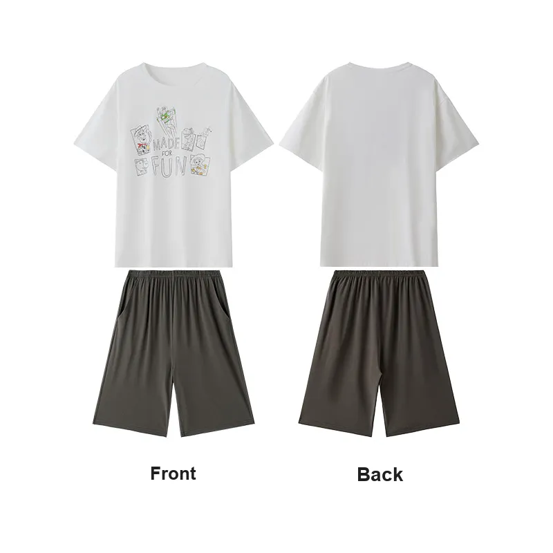 Disney Pajama Set Summer Men's White-1