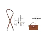 (Cognac Silver-Tone Buckle) Adjustable 95-124cm Shoulder Strap+Perforated Set