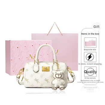 NUCELLE PVC Cylinder Bag Handbag Shoulder Bag Crossbody Bag Small Size Women's Ecru