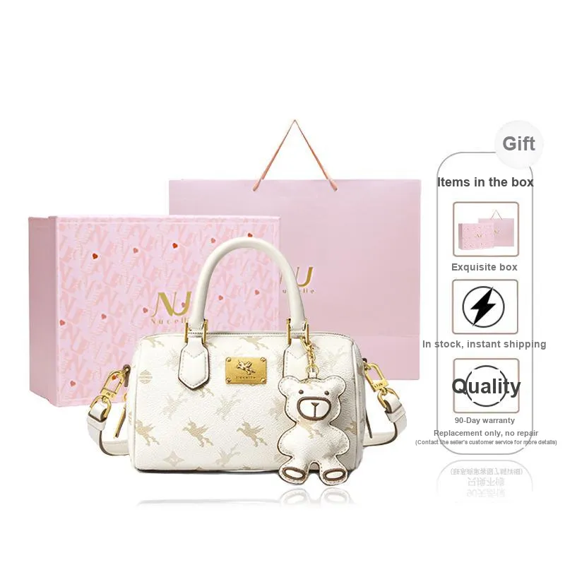 NUCELLE PVC Cylinder Bag Handbag Shoulder Bag Crossbody Bag Small Size Women's Ecru-0