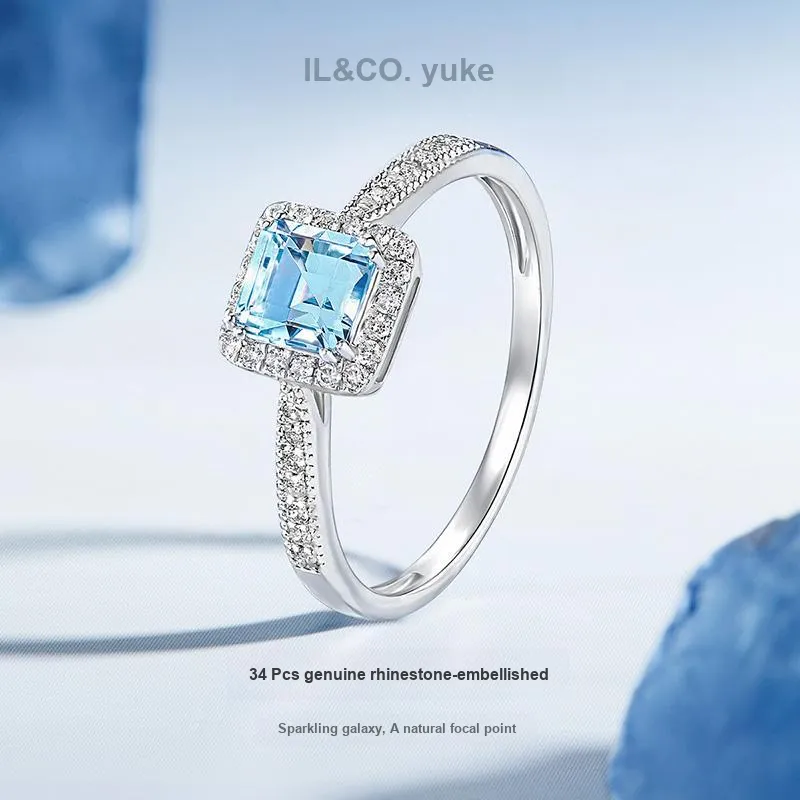 IL&CO. Natural Aquamarines Rings Women's-3