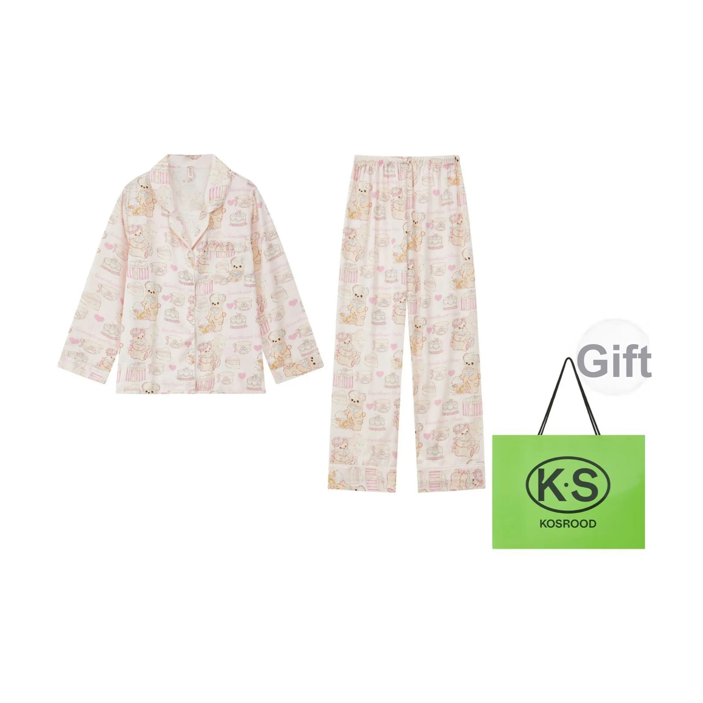 Kosrood Пижамный комплект женский цвет вишневый цветок розовый