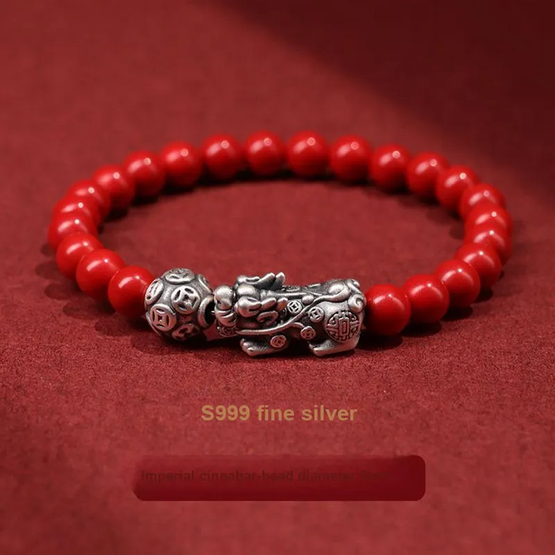 WUMZK Reconstructed Cinnabar Bracelets Unisex-9