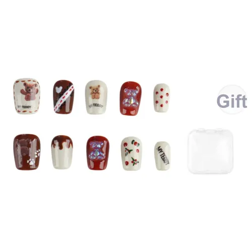 Song Biography Cute Bear Осветляющий Мода Ручной Рисунок False Nail Короткий Лестница 15 мм