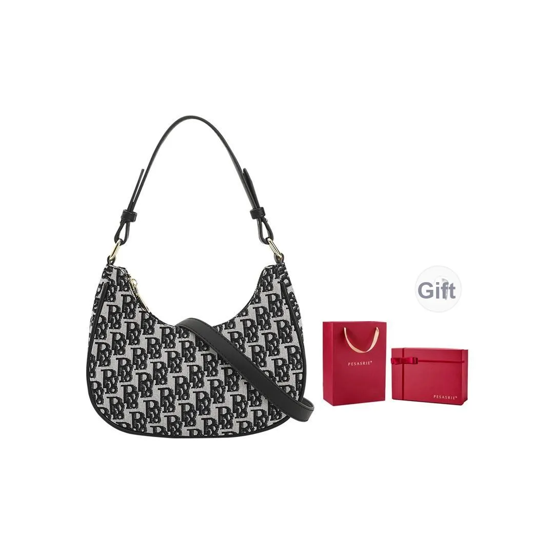 PESASRIE Холст Портативный Кроссбоди Сумка через плечо Женская Черная