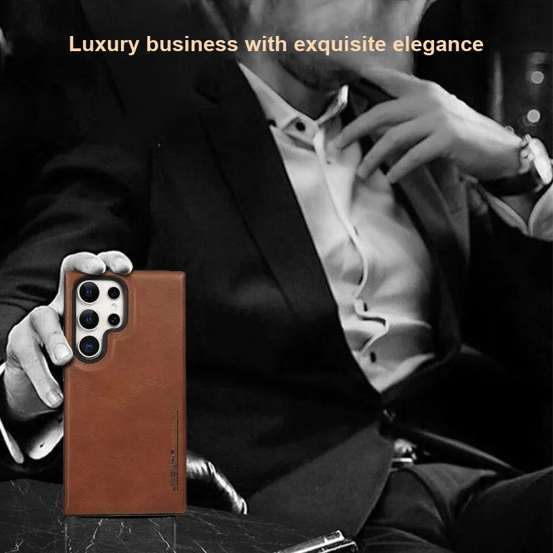 MOWEITU Leather Material Magnetic Phone Cases Compatibility Samsung S23/S23 Plus/S23 Ultra/S24/S25-4