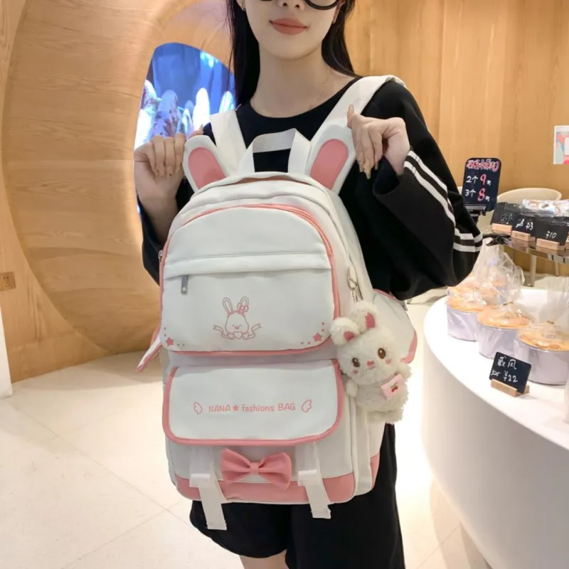 Cwatcun Nylon Backpack Unisex White & Black/White & Pink/White & Brown/White & Blue/Pink-4