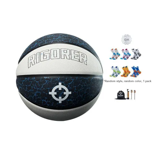RIGORER Rubber Basketball White Black Lightning Blue Textured Size 5 Training Kids'