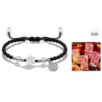 LAOYINFANG S925 Silver Fu Character Pendant Bracelets Unisex