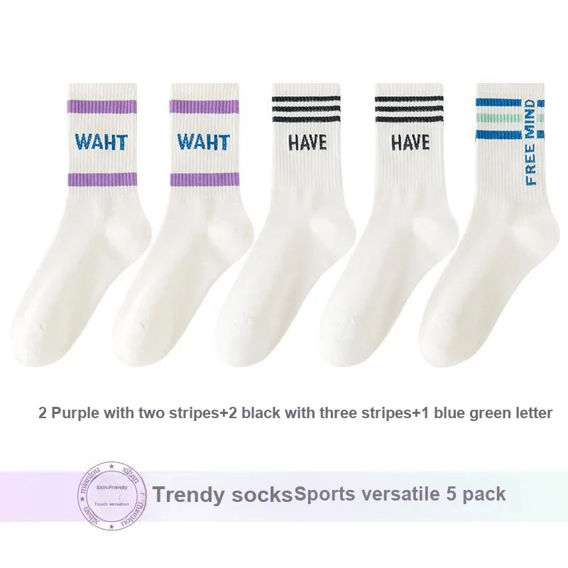 Lan Miao Mid Calf Socks Women's 5 Pack-5