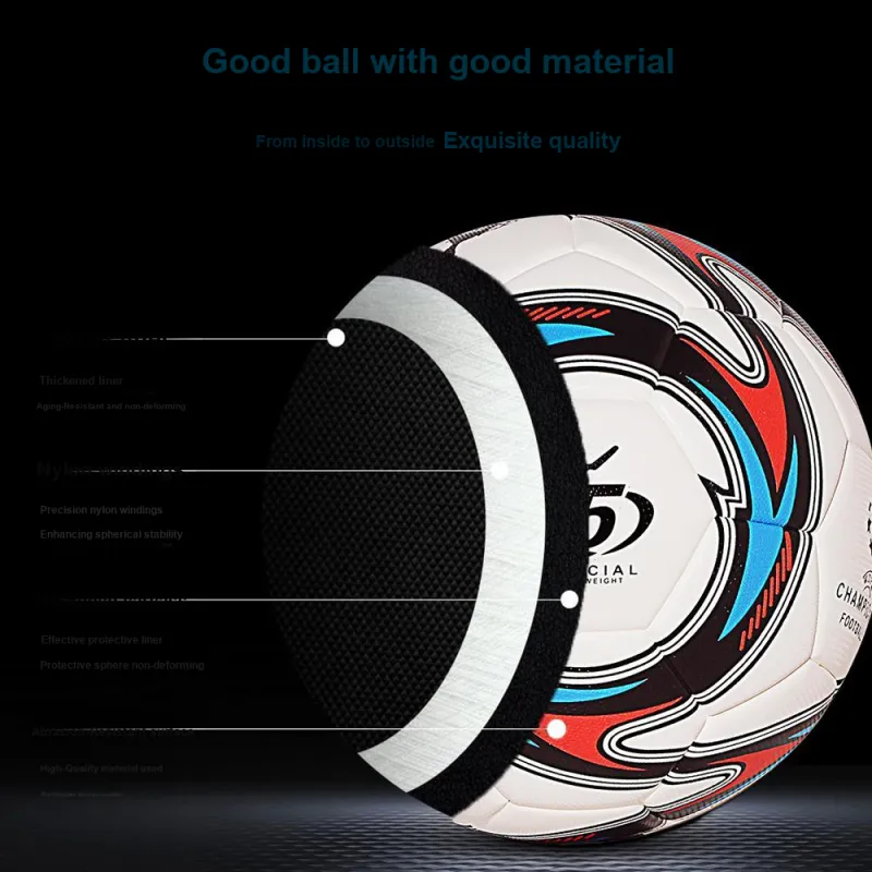 WADE Size 5 Ball Soccer PU Seamless Thermal bonding Unisex White-14