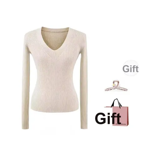 BAIDAIFEI Серый Бежевый Абрикос + Эксклюзивная Сумка для покупок + Заколка-краб Женская Трикотаж