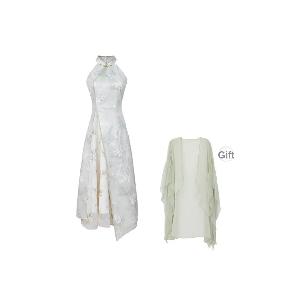 Blovelan Cheongsam Women's Bamboo Leaf Green