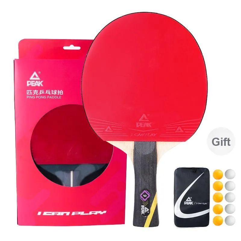 PEAK Ping Pong Paddles Unisex 7 Layer Solid Wood Black Red-2