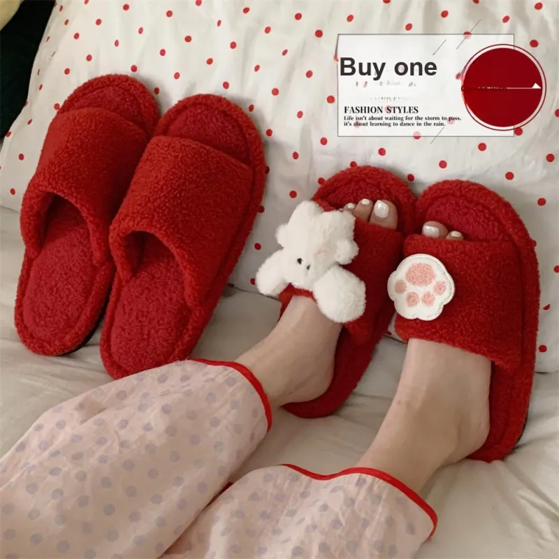 Thin Strips Slippers Unisex, Red-2