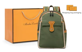 MashaLanti Synthetic Leather Backpack Laptop Bag Backpack Regular Unisex Green And Orange