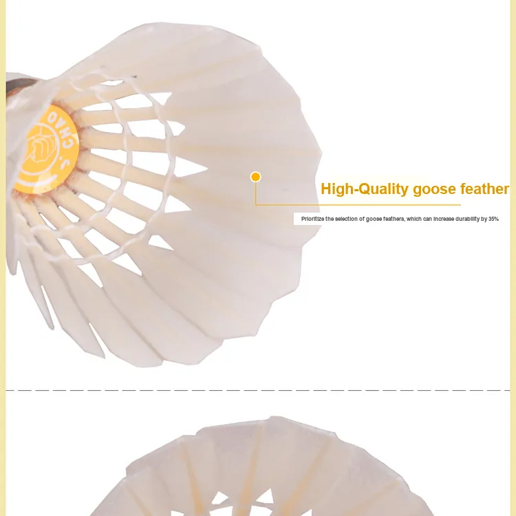 Super Card Goose Feather Shuttlecock 12 Pack Goose Feather Humped Goose Feather Match Ball Shuttlecocks-4