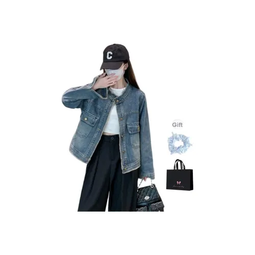 OYANXI Синий+Цветочный дизайн Корона+Сумка для покупок Включено Женская Джинсовая Куртка