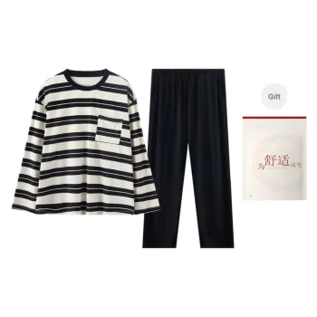 Red Beans At Home Pajama Set Men's Shopping Bag Black White