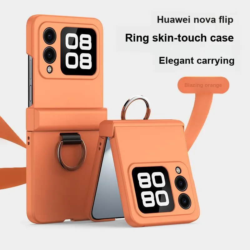 ZHUOJI PC Material New Skin Feel Portable Ring Phone Case Compatible Huawei Novaflip-5
