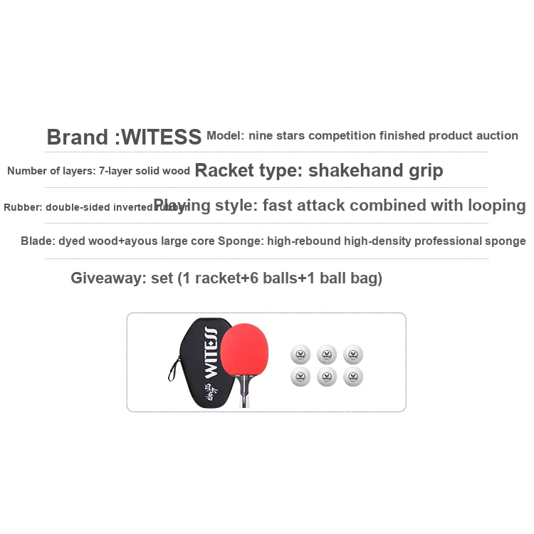 WITESS Ping Pong Paddles Unisex All Wood Red-3