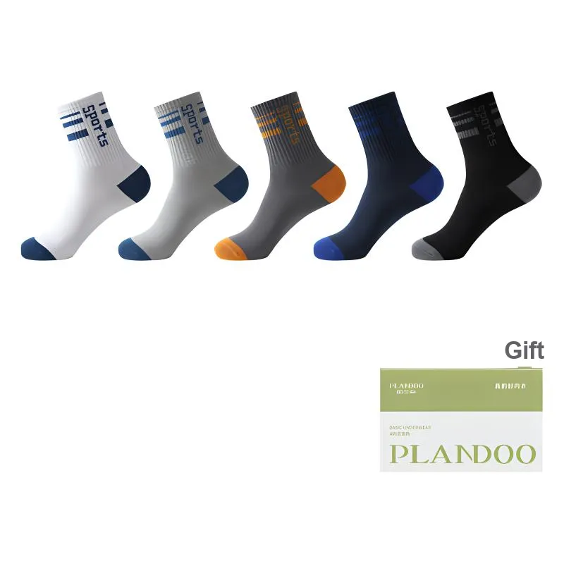 PLANDOO Mid Calf Socks Men's Shopping Bag 5 Pack-60