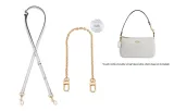 Coach Glacier White 1.1cm Width Plain Weave Gold Buckle 90-120cm+Free Decorative Chain 40cm