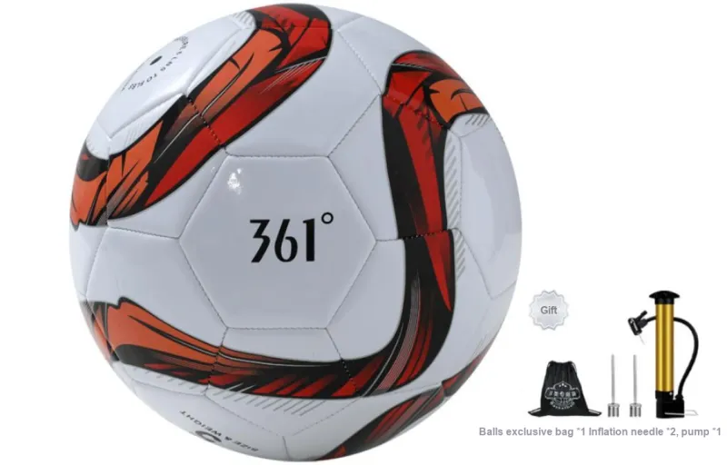 361° Size 5 Ball Soccer PVC Machine Stitched Soccer Ball Unisex Red White-0