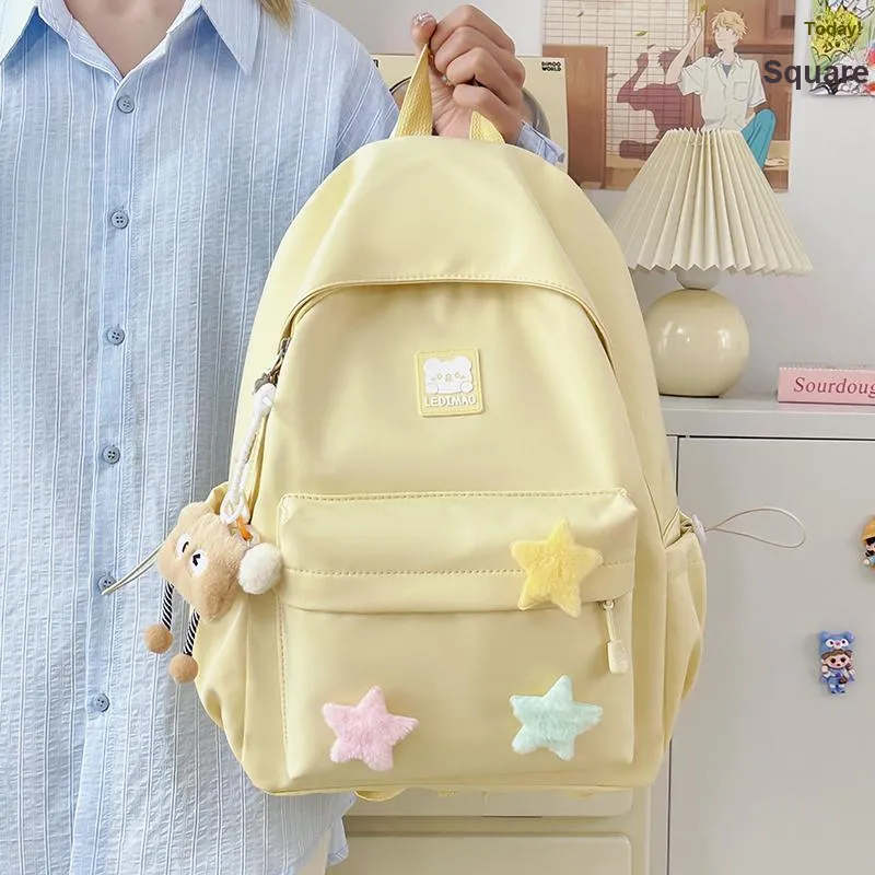 DALO Nylon Backpack Women's White/Pink/Yellow/Green/Black-14