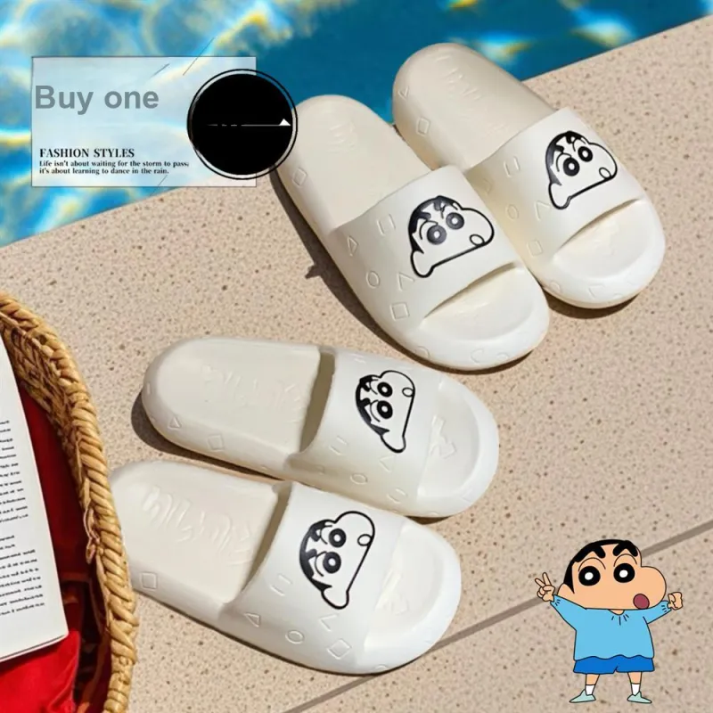 SHIGUDE x Crayon Shinchan Sandal Slippers Unisex, Milk White-20