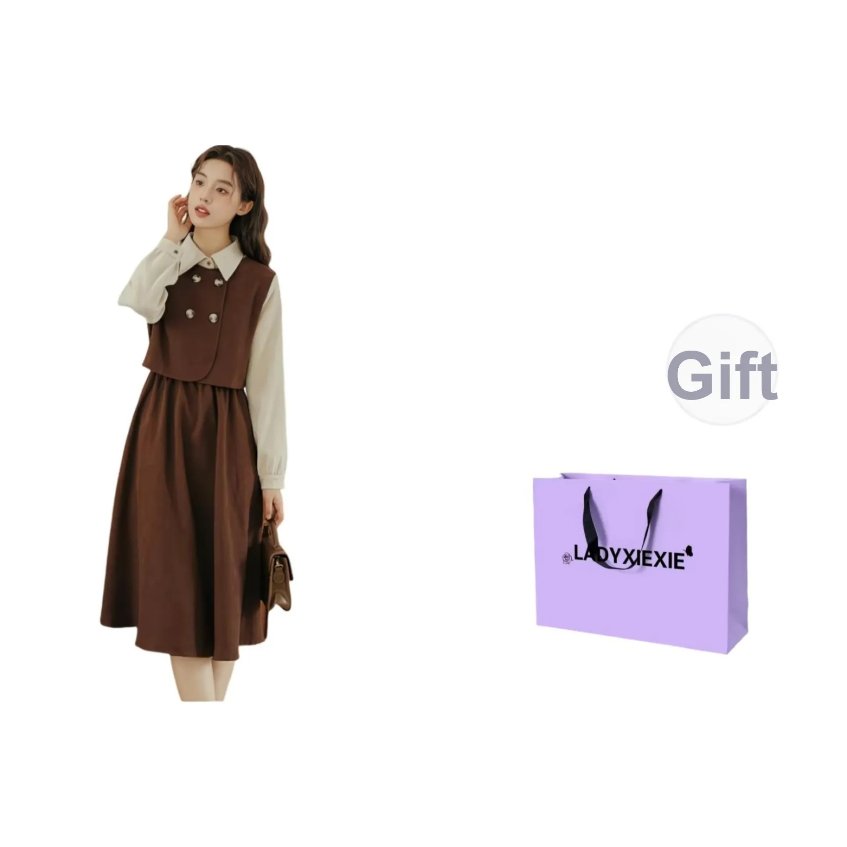 LADYXIEXIE Длинное платье с длинными рукавами женское