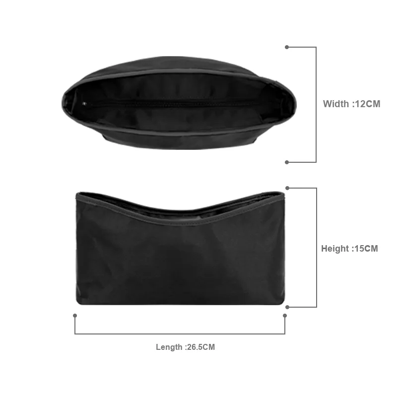 Tide Satin Medium Bag With Shape Maintaining Storage Lining Interior Pocket And Built in Bag Accessory Unisex Black-4