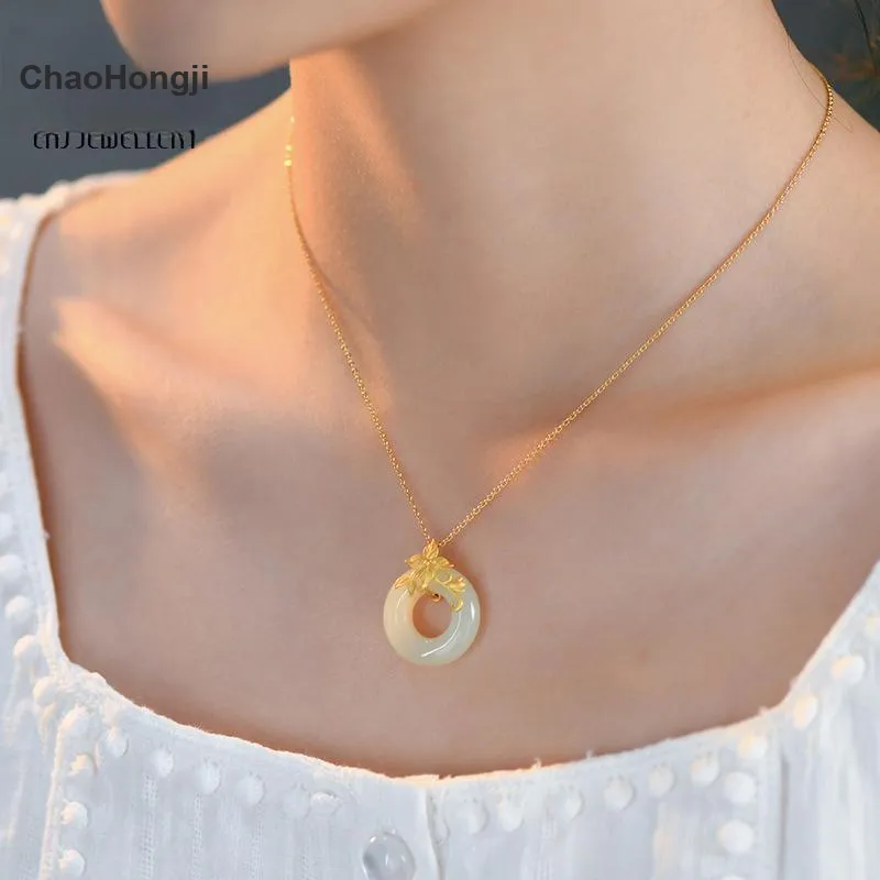 CHAOHONGJI Natural Chalcedony Necklaces Women's-4