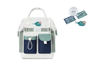 MR.ACE HOMME Polyester Backpack Unisex Dusty Blue White