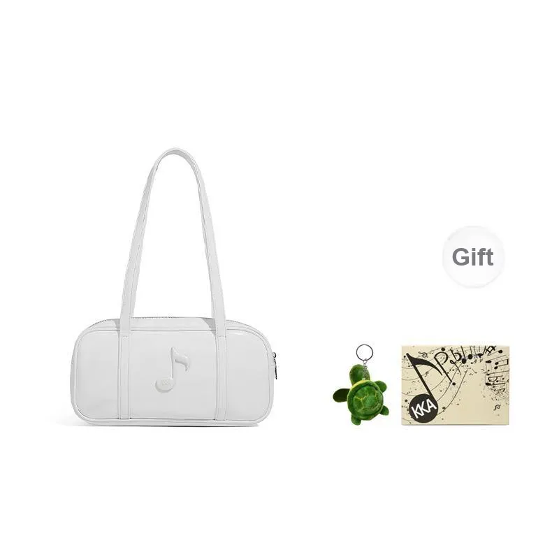 KKA PU One Shoulder Underarm Handbag Women's Silver/White/Black-5