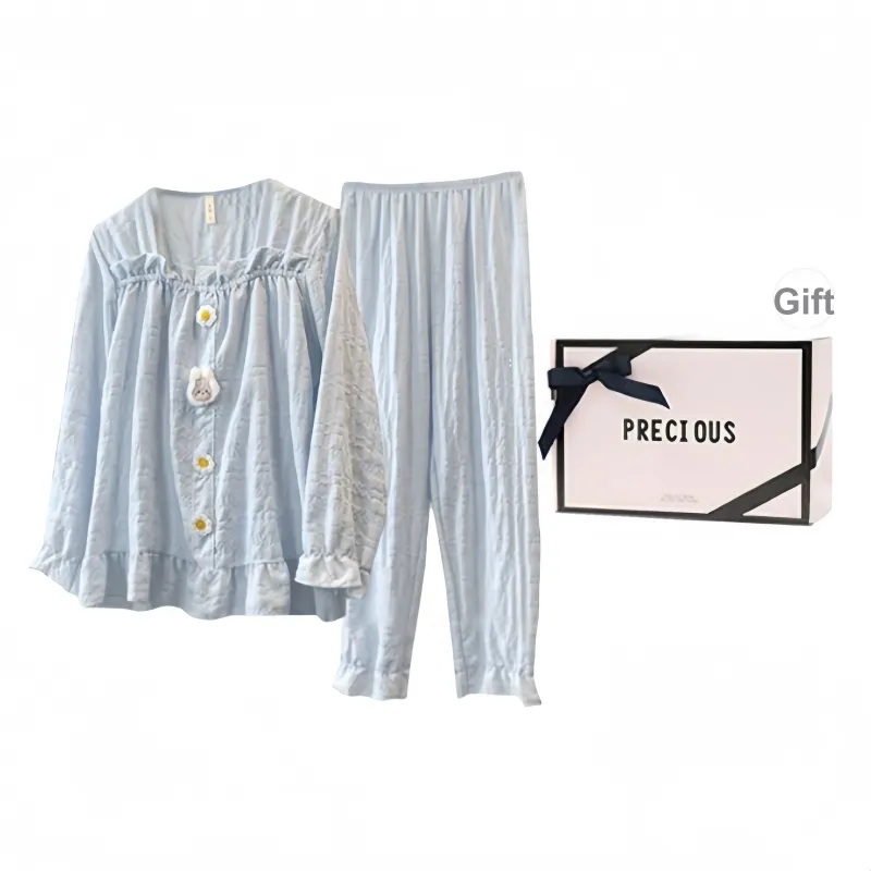 OEING Pajama Set Women's Gift Box Set Blue-0