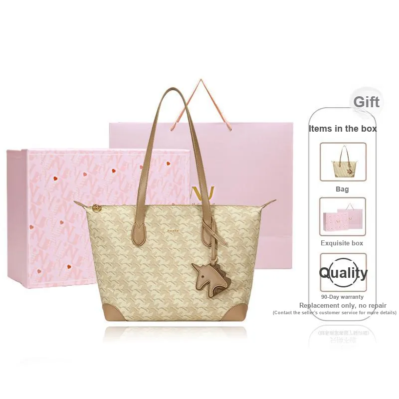 NUCELLE Fabric One Shoulder Shoulder Bag Tote Bag Laptop Bag Shopping Bag Women's Multicolor-0