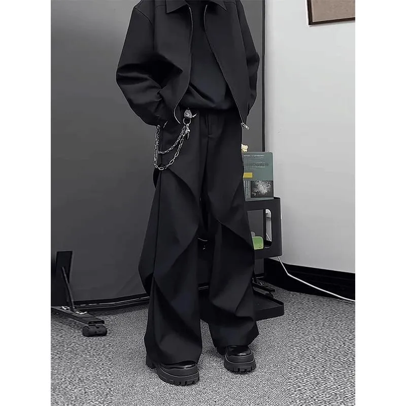 PAINT STAIN Casual Pants Unisex Black-7