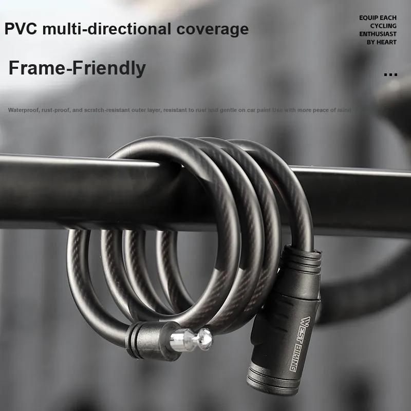 WEST BIKING Bicycle Locks Anti Pick, Waterproof, Rust Proof Protective Cable Lock-1
