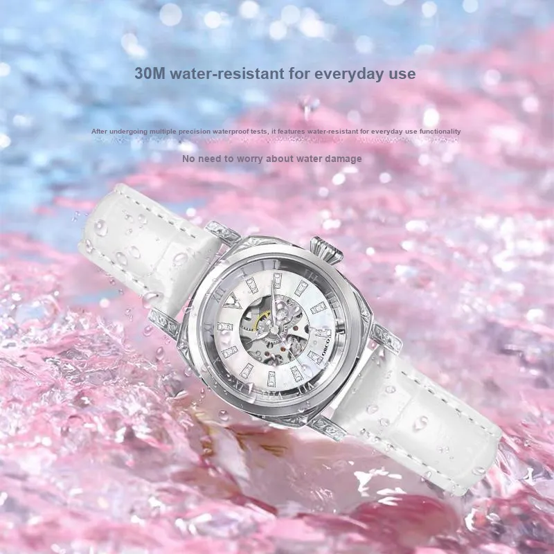 ORCO Automatic Mechanical Movement Watch Women's Watch Pink Watch Dial-5