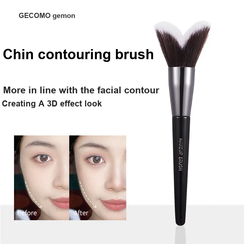 GECOMO Cheekbone Contour Brush+Oil Absorbing Paper Combination, Built in Mirror Powder Puff, Makeup Tool-1