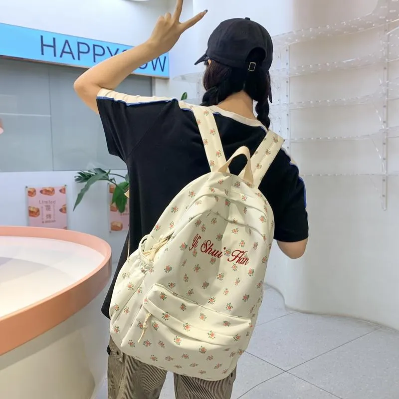 KAMLUI Nylon Backpack Women's Red Floral/Blue Floral-3